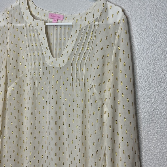 LILLY PULITZER-POOLSIDE RILLA SILK BLOUSE  XS - Picture 4 of 6